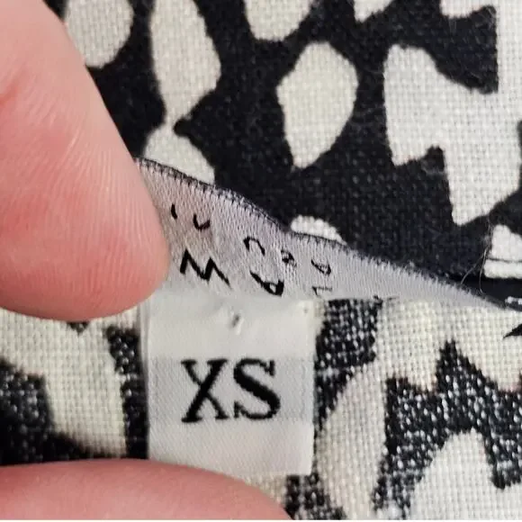 bryn WALKER Black White Linen Ivy Top Size XS Lagenlook Oversized Asymmetrical - Picture 4 of 7